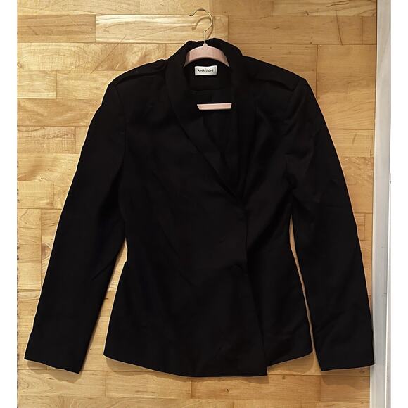 Amir Taghi Black Beare Park Tailored Wool Wrap Blazer Silk Lined 6 - Picture 2 of 6